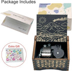 Pursuestar Black Wooden Wind Up Music Box - What a Wonderful World, Vintage Engraved Wood Mechanism Musical Gifts for Anniversary Mother's Day Valentine's Day Christmas Thanksgiving Birthday