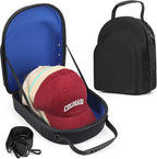 Hard baseball hat case, Hat Carrier Travel Case with Adjustable Shoulder Strap, Hat cap case for 6 Baseball Caps - Perfect for Traveling & At-Home Storage (Black with Blue)