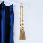 34 Inch Pearl Glass Bead Garland with Tassels - Elegant Boho Table Decor, Fringe Wall Hanging for Wedding, Party, Farmhouse Rustic Prayer Bead Home Decoration(1 Pack,Champagne Gold)
