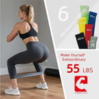 6-Levels Resistance Exercise Loop Bands Set – Elastic Workout Bands for Yoga, Strength Training, Physical Therapy – Guide, Fitness Card & Carry Bag