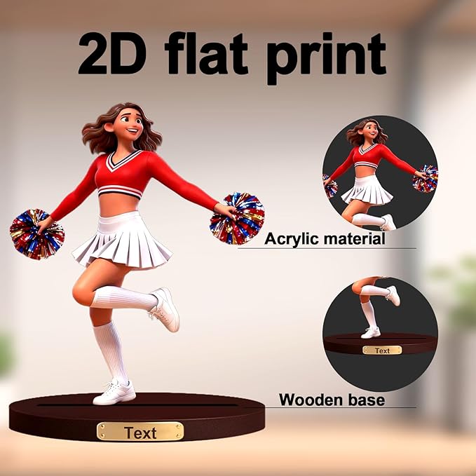 Personalized Cheerleading Team 3D Cartoon Photo Style Desktop Decoration,Cartoon Figurine From Cheerleader'S Photo,Office And Bedside Table Decoration For Fitness Dance Enthusiasts (Cheerleader cartoon)