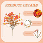 Fall Artificial Flowers for Decoration, 12 Bundles Fake Autumn Flower Plants Petunias, Faux Silk Morning Glory Eucalyptus for Planter Garden Porch Front Door Window Box, Orange Red Yellow