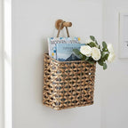 Magazine Holder Metal Frame Woven Wall Basket Hanging Magazine Storage Mail Organizer Rack for Entryway Office Bathroom Laundry Room Kitchen Home Decor Small Spaces Apartment Living Room Hallway