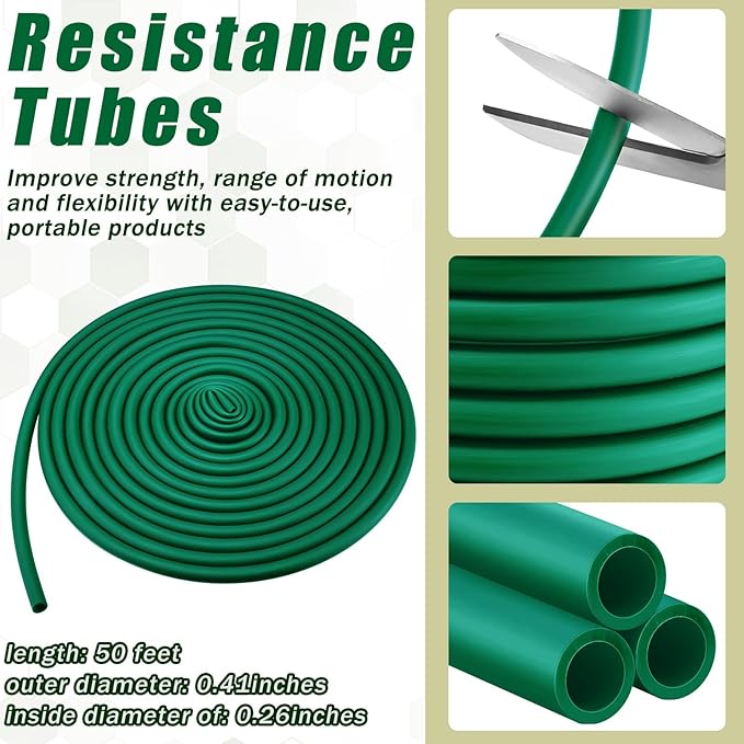 1 Roll Resistance Tubes Exercise Tubing 50ft Exercise Bands Tubing for Therapy, Lower Pilates, Home Workouts, Rehab Core