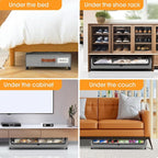 Under Bed Storage with Wheels 1Pack Underbed Storage with Clear Window&Label Under Bed Drawers Large Capacity Rolling Under Bed Storage for Clothes,Shoes, Blankets (Light Grey)