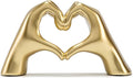 FANTESTICRYAN Medium Heart Hands Statues Hand Love Sculpture Cute Decorative Home Decor Ornaments for Living Room, Wedding, Office Desktop, Cabinets, Bookshelf, Gift for Mom (Gold, Medium)