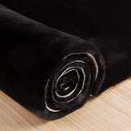 Black Shag Faux Rabbit Fluffy Fur Rugs for Bedroom Machine Washable Runner Rugs for Living Room 2x8 Runner Rug Nursery Rug