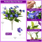 Artificial Fake Flowers for Outdoor, 6 Bundles UV Resistant Faux Plants Decoration Silk Flowers No Fade Plastic Flowers for Outside Planters Home Porch Patio Yard Garden Decor