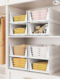 4 Pack Closet Organizer System, Stackable Plastic Clothes Storage Basket, Stackable, Foldable Organizers for Wardrobe Clothes Organizer Suitable for Bedrooms Bathrooms Kitchen Living Rooms Office Dorm