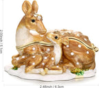 Hand Painted Trinket Box for Home Decor Accents, Enamel Hinged Jewelry Box for Bookshelf Office Table Desk Decoration, Classical Figurine Collectible Keepsake Animal Sculptures (Sika Deer)