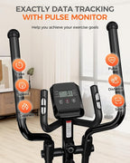 pooboo Elliptical Machine, Elliptical Exercise Machine with16-Level Resistance & Hyper-Quiet Magnetic Driving System, Elliptical Machine for Home with LCD Monitor&15.5IN Stride, 400LBS Weight Capacity