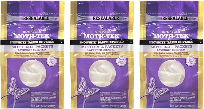 Moth-Tek Snowhite Lavender Scented Moth Ball Packets 12 oz (3)