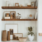 QEEIG Floating Shelves for Wall 35.4" Long - Wall Mounted Shelf Bathroom Kitchen Living Room Bedroom Farmhouse Home Decor Display Bookshelf Large 35.4 x 9.3 inch Set of 2, Rustic Brown (008-90BN)