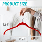 Velvet Hangers 50 Pack – Slim Non-Slip Flocked Hangers with 360° Swivel Hook, Space-Saving Closet Organizer for Dresses, Blouses, Coats(Red)