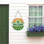 Happy St. Patrick's Day Rainbow Wooden Hanging Sign 12x12 Inch St. Patricks Day Welcome Shamrock Wreath Sign for Front Door Decor,Irish Spring Farmhouse Wood Wreath Indoor Wall Hanging Decoration