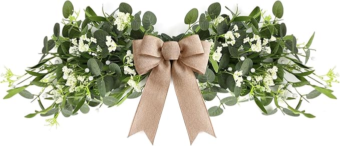 YLOLUL 22'' Artificial Eucalyptus Wreaths for Front Door Spring Summer Green Swag Greenery Door Wreath with White Berry for Farmhouse Home Wedding Wall Porch Indoors Outdoor Window Home Decorations