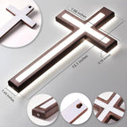 MoSavris Crucifix Wall Cross, Handmade Wood Cross with LED Light, Wall Decor for Faith and Blessing, Christian Gifts, 13 Inch