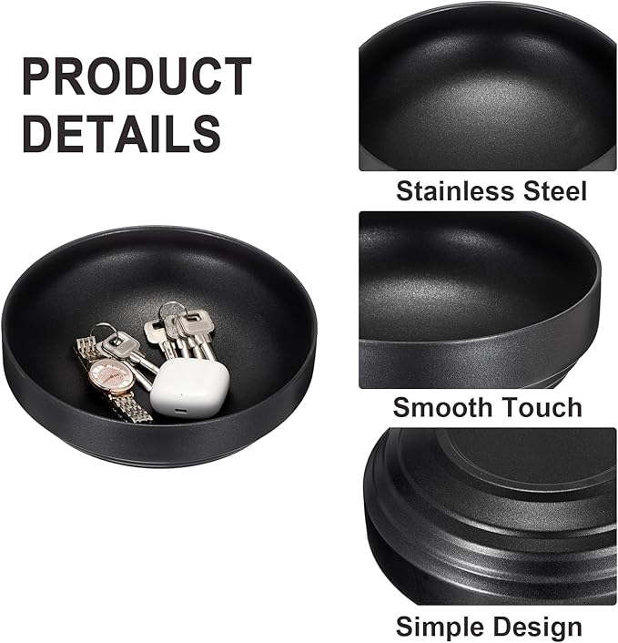 Stainless Steel Bowl Decorative Key Bowl Serving Bowl for Snack Fruit Dish Round Key Dish for Entryway Table Coffee Table Kitchen Counter, 8.3 Inches