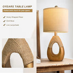 OYEARS 19" Table Lamps Set of 2, Boho Lamps for Living Room, Rustic Bedside Lamps for Bedroom, Farmhouse Rattan Table Lamp, Small Space Nightstand Lamp for Home Office (Bulb Not Included, Gold)