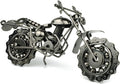 TRANSGOOD Handmade Motorcycle Model with Rolling Wheels, 9" Vintage Steampunk Bike Sculpture, Heavy-Duty Iron Desk Decor, Unique Biker Gift for Dad Husband, Industrial Man Cave Office Home Art (B03)