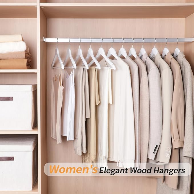 Amazon Basics Durable Wooden Clothes Hangers, 20-Pack, White