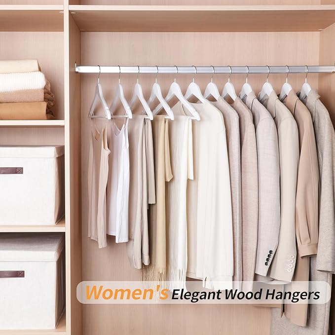 Amazon Basics Durable Wooden Clothes Hangers,White,(Pack of 80)