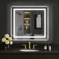 LOAAO 30"X30" LED Mirror for Bathroom, Lighted Bathroom Mirror with Lights, Anti-Fog, Dimmable, Memory Function, Clear Reflection