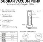 Cordless Electric Vacuum Pump for Vacuum Storage Bags Travel Air Pump, Portable USB Rechargeable Seal & Compression Bag Pump for Clothes, Blankets & Bedding (Grey)