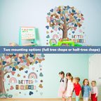 Adduster 108 Sheet Tree Bulletin Board Set - Classroom Tree Bulletin Board Set Heart Cutouts Classroom Bulletin Wall Decor Supplies for School Elementary Teacher Chalkboards (Bohemian)