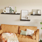 Fixwal 15.7in Floating Shelves, Rustic Wood Finish Wall Shelves Set of 4, Shelves for Wall Decor, with Invisible Brackets for Bathroom, Living Room,Bedroom and Kitchen(Gray)