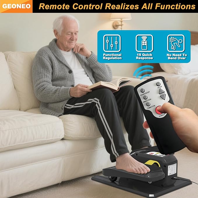 Under Desk Elliptical Machine, Electric Elliptical Exerciser for Senior, Quiet & Small Electric Seated Pedal Exerciser for Home with Display Monitor, Remote Control & 12 Adjustable Speeds
