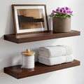 Homeforia Walnut 20 inch Floating Shelf, High End Solid Real Wood 20inch Floating Shelves for Wall Mounted, Dark Brown 20 inches Long Floating Shelves, Heavy Duty Bracket, 20 X 6.5 X 1.75 in, Set of 3