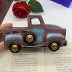 Creative Small Truck Flower Pot, Home Decor Collectible Vehicles Vintage Mini Car Statue Farmhouse Truck Decor Table Top Decor Little Blue Truck for Props Gifts