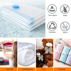 Vacuum Storage Bags Space Saving Bags for Comforters Clothes Pillow Bedding Blanket Storage, Double Zip Lock Seal & Leak Valve, Free Travel Hand Pump Included (6 Pack Medium - 28 * 20 inches)