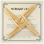 Bucherry St. Brigid's Wall Cross Decor Irish Gift Cross with History Card for Irish Blessing Gift for Celtic Imbolc Decor(Classic Style,8 in,Straw Color)