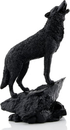 Black Wolf Sculpture Wildlife Howling Wolf Statue and Figurine