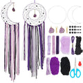 DIY Purple Moon Lace Gothic Dream Catcher kit 2 Set Boho Large Half Circle Handmade Dream Catcher Kit with Purple Agate for Wall Decor Women Gift Moon Sun DIY Gifts for Bedroom Christmas
