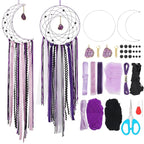 DIY Purple Moon Lace Gothic Dream Catcher kit 2 Set Boho Large Half Circle Handmade Dream Catcher Kit with Purple Agate for Wall Decor Women Gift Moon Sun DIY Gifts for Bedroom Christmas