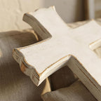 Bltgh White Wooden Cross Wall Decor, Religious Cross Gifts With Hook on Hanging Wall Or Table, Confirmation Cross Gift, Baptism Gifts, Rustic Home Church Room Crosses Décor, 10x6.5 IN