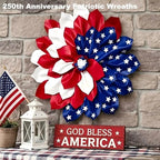 4th of July Decorations Outdoor Patriotic Wreaths for Front Door 250th Anniversary Decorations Red White and Blue American Flag Wreath (Red White and Blue American Flag)