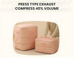 Ultra Space Saving Self Compression Organizer, 3-Layer Zipper Large Capacity Storage Bag, Thick Satin Fabric Heavy Duty Bags for Comforters Blankets Bedding Duvet (Pink, X-Large, 21x17x24in)