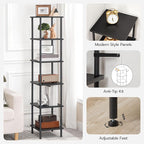 HOOBRO 6-Tier Corner Shelf, Corner Square Rack Display Shelf, Tall Storage Rack Plant Stand, Bookcase for Small Spaces, Living Room, Home Office, Kitchen, Black BK55CJ01