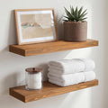 Homeforia 18 inch Golden Oak Floating Shelf, High End Solid Real Wood 18inch Small Floating Shelves for Wall Mounted, Oak Wooden 18in Floating Shelves, Heavy Duty Bracket, 18 X 6.5 X 1.75 in, Set of 3