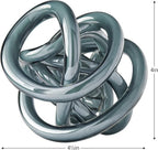 Torre & Tagus Orbit Hand Blown Glass Infinity Knot Sculpture - 4.5 Inch Glass Art Gray Knot Decor Ball for Home Decor, Small Centerpiece Table Decoration for Home Interior (Gray Opaque)