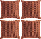 Fancy Homi 4 Packs Decorative Throw Pillow Covers for Living Room Couch Bed, Modern Farmhouse Boho Home Décor Accent Cushion Case, 18" x 18", Rust