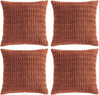 Fancy Homi 4 Packs Decorative Throw Pillow Covers for Living Room Couch Bed, Modern Farmhouse Boho Home Décor Accent Cushion Case, 16" x 16", Rust