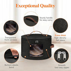 Lifewit Round Cowboy Hat Box for 7 Caps, Large Felt Hat Organizer Bag for Men&Women Storage, Baseball Cap Container with Lid for Travel, Foldable 16.5" Dx10.6 H Carrier, 37L Each, Black 1 Pack