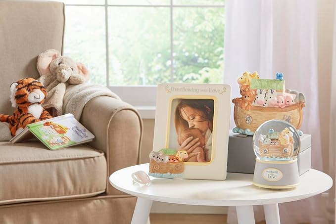 Precious Moments "Overflowing with Love" Noah's Ark Inspired Musical Resin Snow Globe, Sentimental Nursery Décor, Ideal Baby Shower or Holiday Figurine Gift, 173432