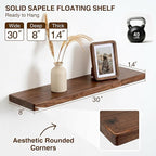 30 Inch Floating Shelves, Solid Wood Wall Shelves, 8 Inch Deep Floating Shelf – for Bathroom, Bedroom, Living Room, Kitchen, Home Decor & Storage, Heavy-Duty Wooden Shelf Wall-Mounted, Set of 2