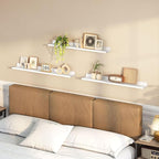 HOOBRO Floating Shelves, Wall Shelf Set of 3, 35.4 Inches Hanging Shelf with Raised Edge and Invisible Brackets, for Bathroom, Bedroom, Kitchen, Office, Living Room Decor, White WT90BJ01